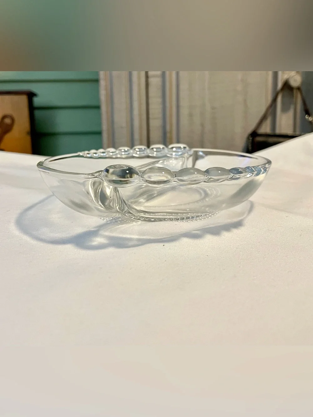 *VINTAGE* Duncan & Miller Glass 2~Sided Serving Dish - Clear Glass - 6” x 2”